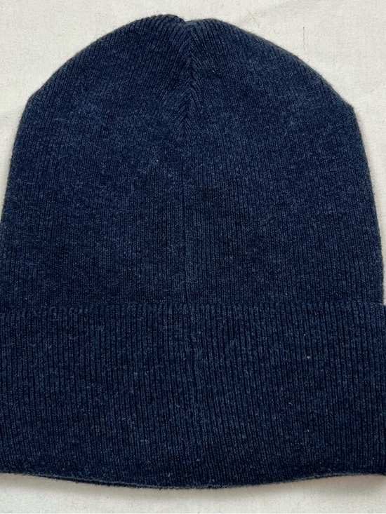 RAG & BONE Addison Logo Folded Edge Wool Unisex Beanie Blue One Size